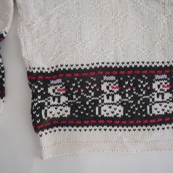 Vintage Chelsea Gardens Ivory Snowman Fair Isle Holiday Sweater Grandmacore L - Picture 6 of 10